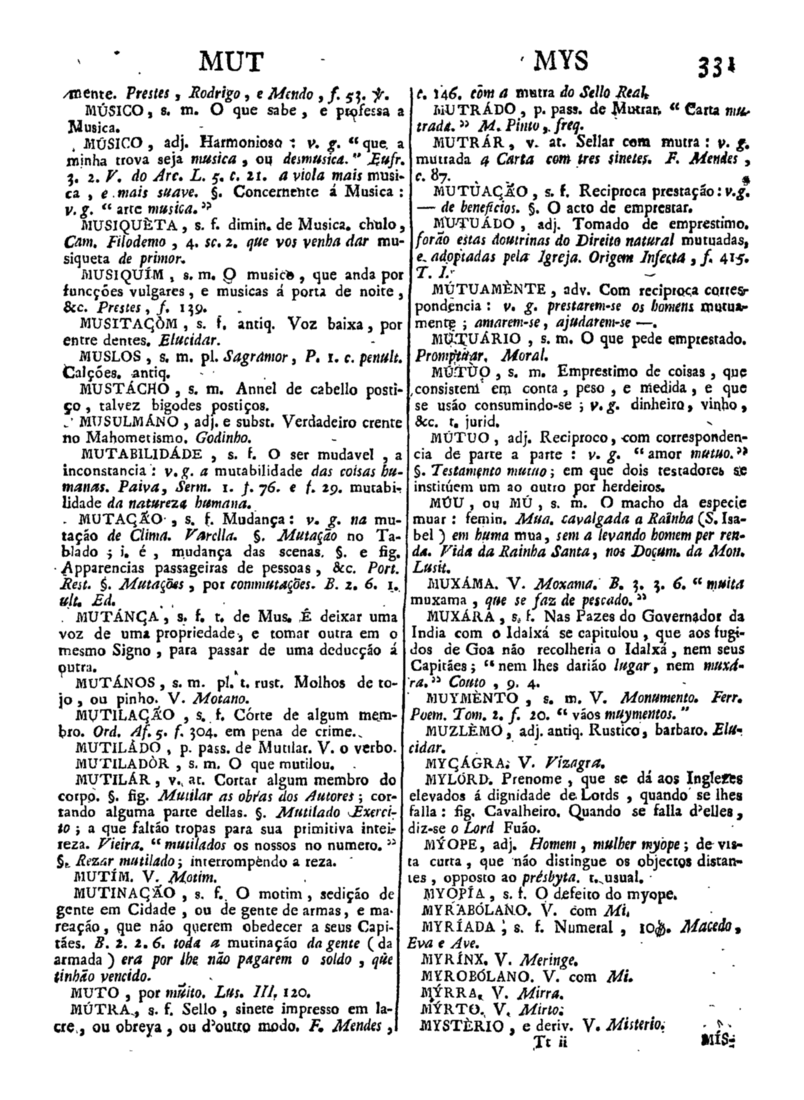 Página 1141_Diccionario da lingua portugueza - recompilado dos vocabularios impressos ate agora, e nesta segunda edição novamente emendado e muito acrescentado, por ANTONIO DE MORAES SILVA