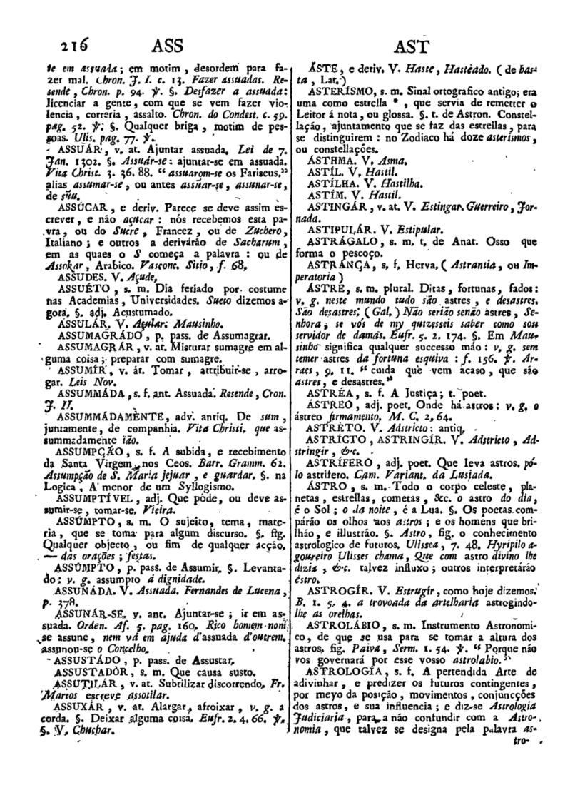 Página 216_Diccionario da lingua portugueza - recompilado dos vocabularios impressos ate agora, e nesta segunda edição novamente emendado e muito acrescentado, por ANTONIO DE MORAES SILVA