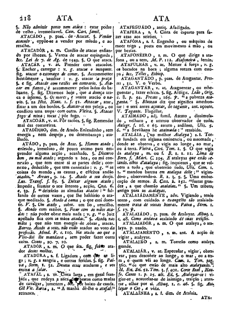 Página 218_Diccionario da lingua portugueza - recompilado dos vocabularios impressos ate agora, e nesta segunda edição novamente emendado e muito acrescentado, por ANTONIO DE MORAES SILVA
