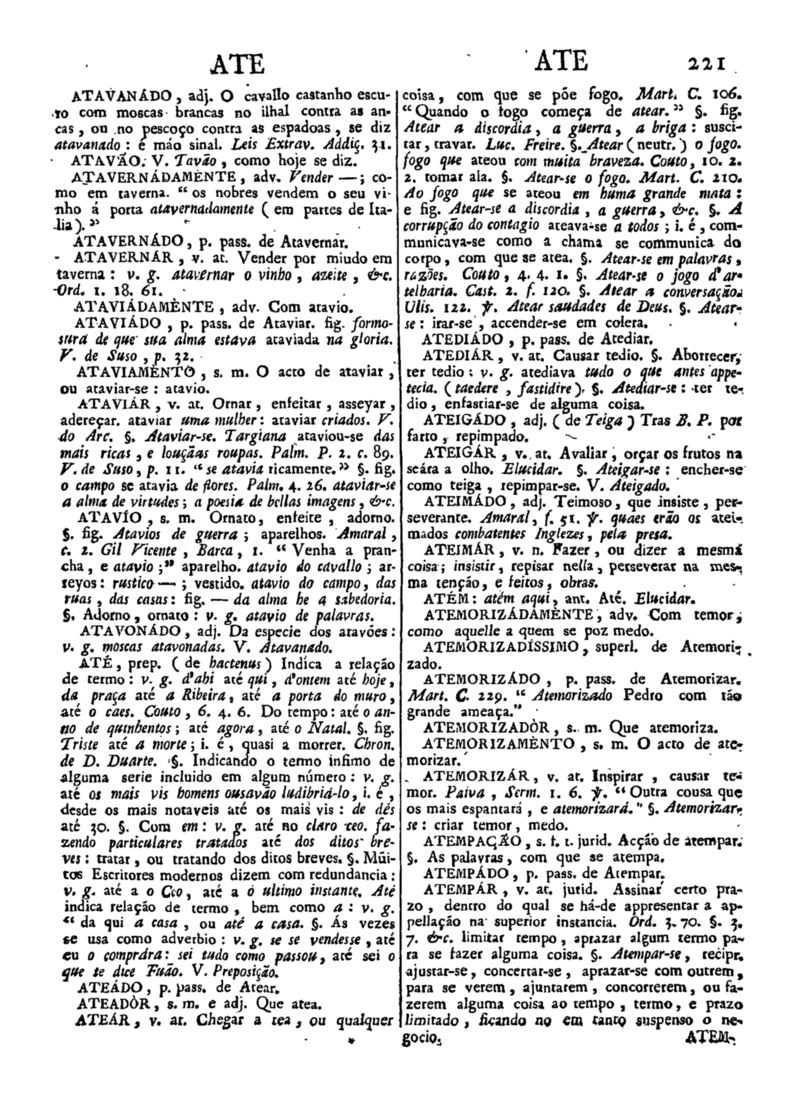 Página 221_Diccionario da lingua portugueza - recompilado dos vocabularios impressos ate agora, e nesta segunda edição novamente emendado e muito acrescentado, por ANTONIO DE MORAES SILVA