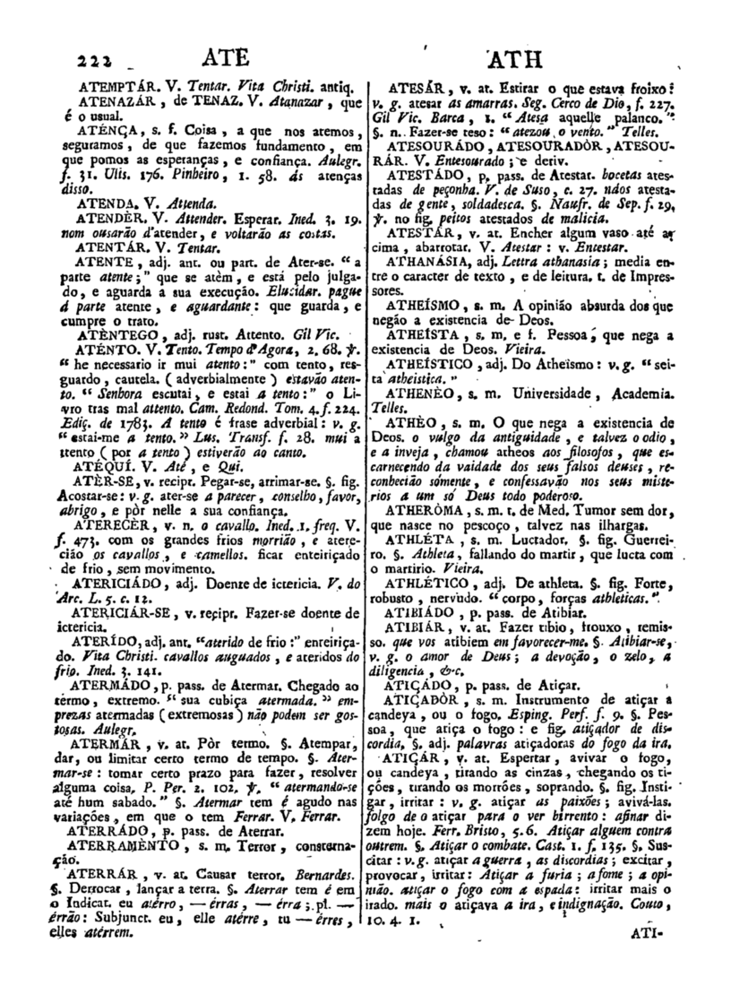 Página 222_Diccionario da lingua portugueza - recompilado dos vocabularios impressos ate agora, e nesta segunda edição novamente emendado e muito acrescentado, por ANTONIO DE MORAES SILVA