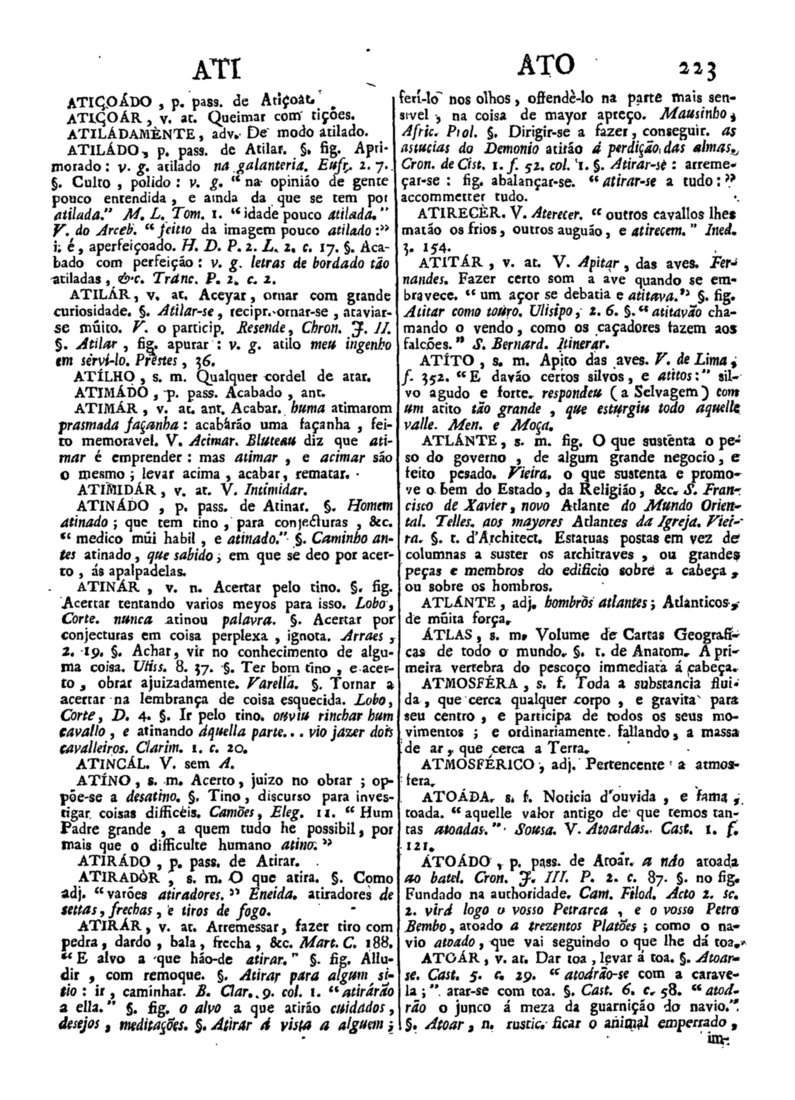 Página 223_Diccionario da lingua portugueza - recompilado dos vocabularios impressos ate agora, e nesta segunda edição novamente emendado e muito acrescentado, por ANTONIO DE MORAES SILVA