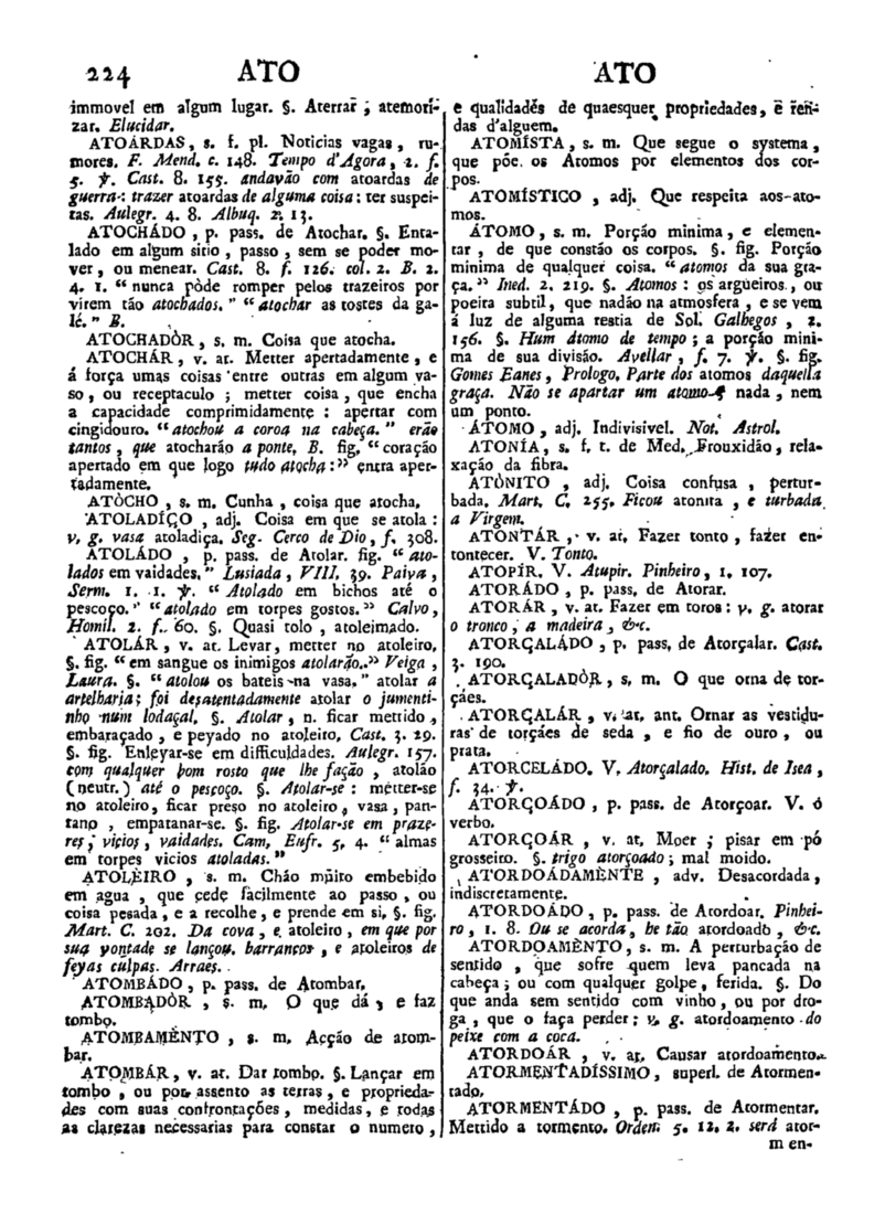 Página 224_Diccionario da lingua portugueza - recompilado dos vocabularios impressos ate agora, e nesta segunda edição novamente emendado e muito acrescentado, por ANTONIO DE MORAES SILVA