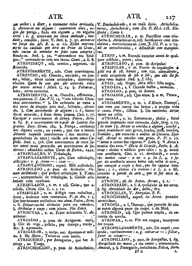 Página 227_Diccionario da lingua portugueza - recompilado dos vocabularios impressos ate agora, e nesta segunda edição novamente emendado e muito acrescentado, por ANTONIO DE MORAES SILVA