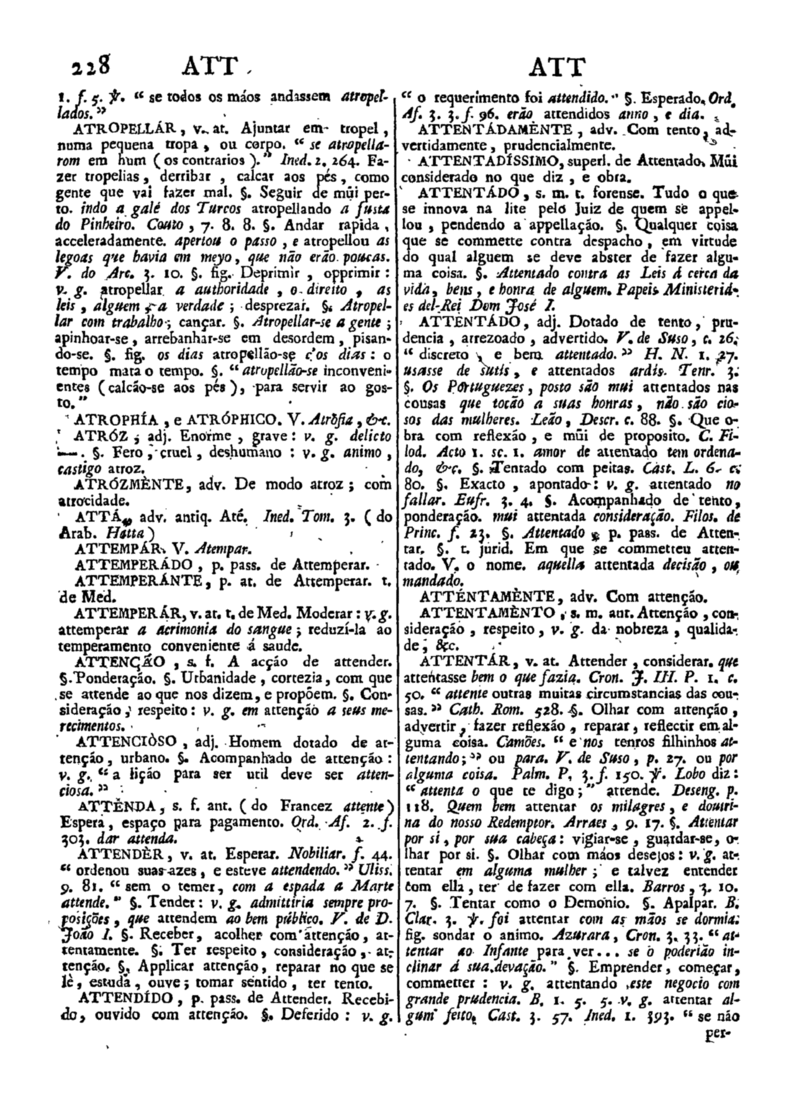 Página 228_Diccionario da lingua portugueza - recompilado dos vocabularios impressos ate agora, e nesta segunda edição novamente emendado e muito acrescentado, por ANTONIO DE MORAES SILVA