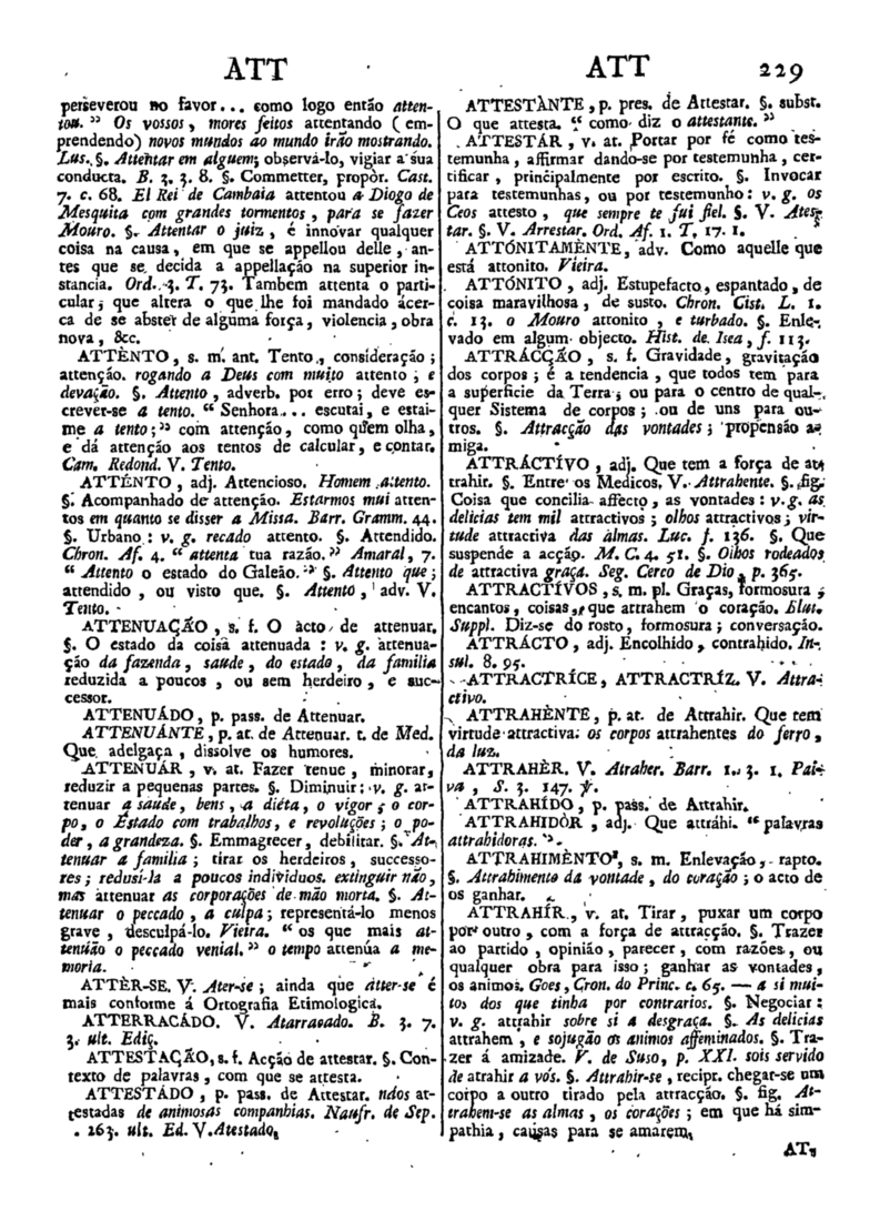 Página 229_Diccionario da lingua portugueza - recompilado dos vocabularios impressos ate agora, e nesta segunda edição novamente emendado e muito acrescentado, por ANTONIO DE MORAES SILVA