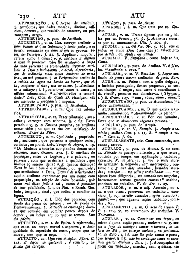 Página 230_Diccionario da lingua portugueza - recompilado dos vocabularios impressos ate agora, e nesta segunda edição novamente emendado e muito acrescentado, por ANTONIO DE MORAES SILVA