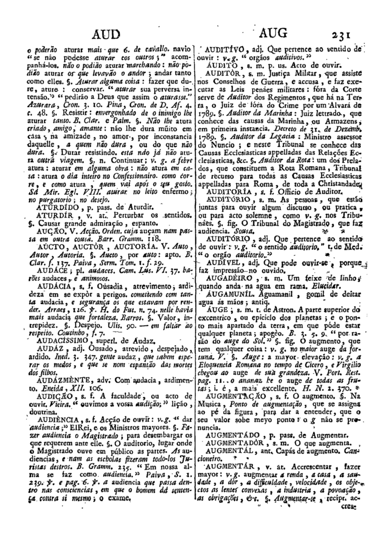Página 231_Diccionario da lingua portugueza - recompilado dos vocabularios impressos ate agora, e nesta segunda edição novamente emendado e muito acrescentado, por ANTONIO DE MORAES SILVA
