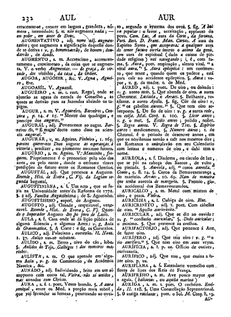 Página 232_Diccionario da lingua portugueza - recompilado dos vocabularios impressos ate agora, e nesta segunda edição novamente emendado e muito acrescentado, por ANTONIO DE MORAES SILVA