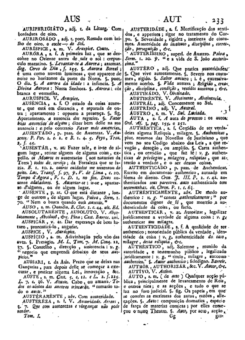 Página 233_Diccionario da lingua portugueza - recompilado dos vocabularios impressos ate agora, e nesta segunda edição novamente emendado e muito acrescentado, por ANTONIO DE MORAES SILVA
