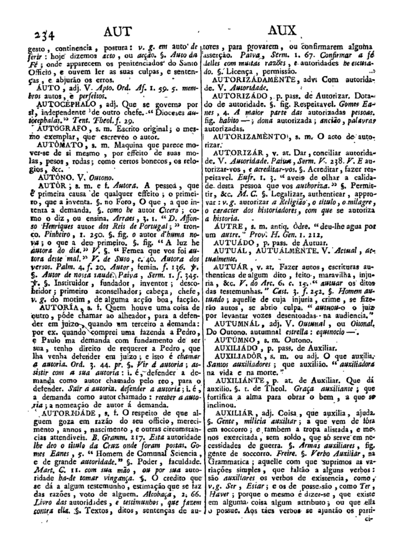 Página 234_Diccionario da lingua portugueza - recompilado dos vocabularios impressos ate agora, e nesta segunda edição novamente emendado e muito acrescentado, por ANTONIO DE MORAES SILVA