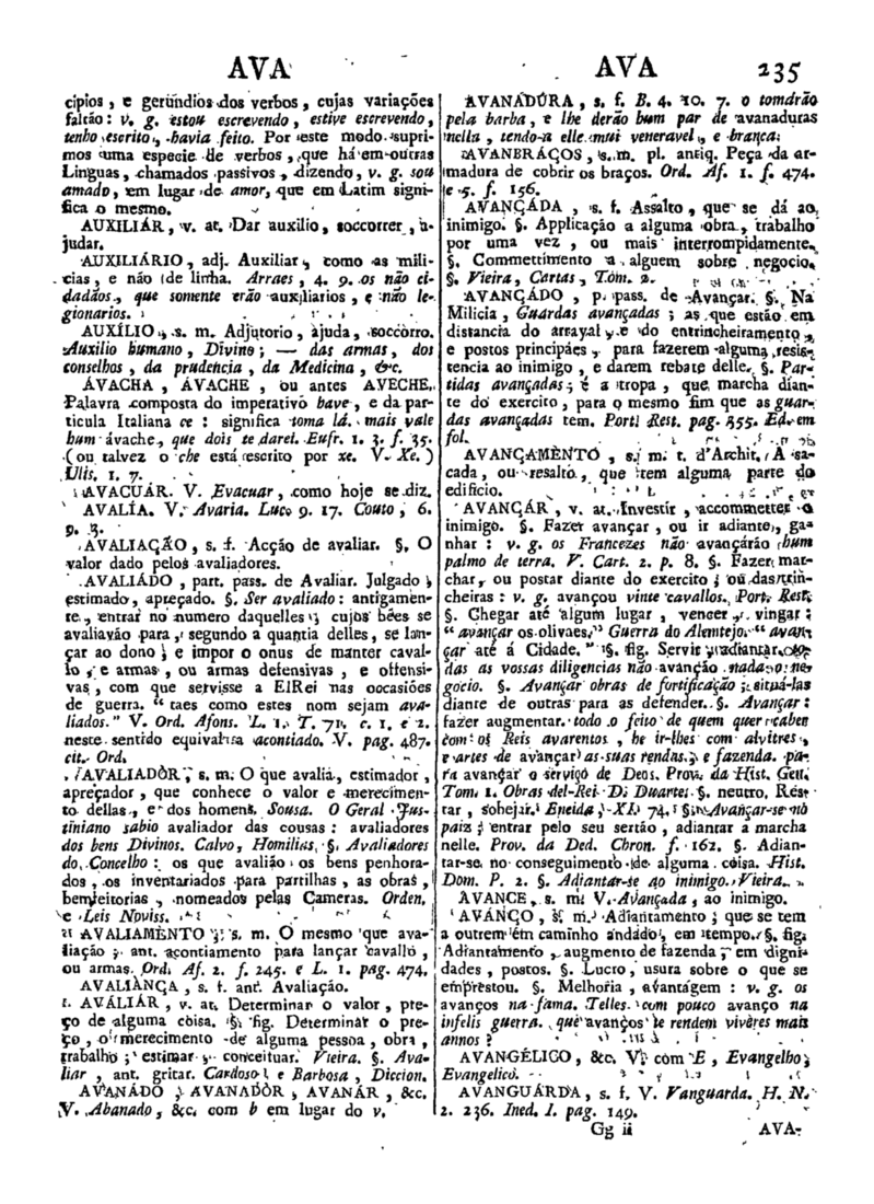 Página 235_Diccionario da lingua portugueza - recompilado dos vocabularios impressos ate agora, e nesta segunda edição novamente emendado e muito acrescentado, por ANTONIO DE MORAES SILVA