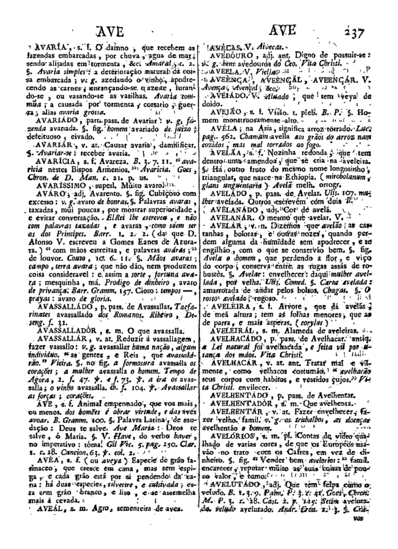 Página 237_Diccionario da lingua portugueza - recompilado dos vocabularios impressos ate agora, e nesta segunda edição novamente emendado e muito acrescentado, por ANTONIO DE MORAES SILVA