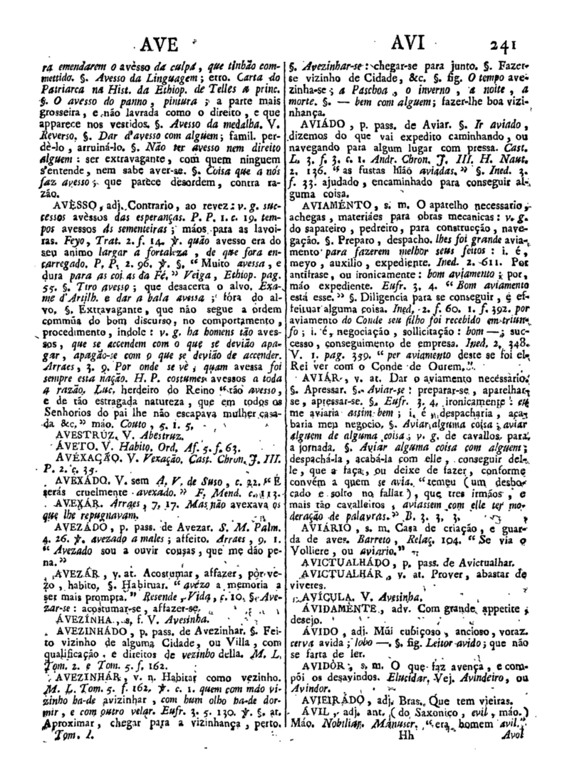 Página 241_Diccionario da lingua portugueza - recompilado dos vocabularios impressos ate agora, e nesta segunda edição novamente emendado e muito acrescentado, por ANTONIO DE MORAES SILVA