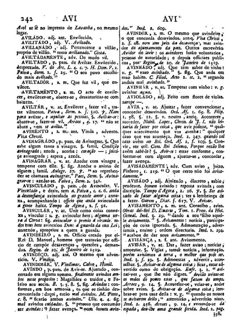 Página 242_Diccionario da lingua portugueza - recompilado dos vocabularios impressos ate agora, e nesta segunda edição novamente emendado e muito acrescentado, por ANTONIO DE MORAES SILVA