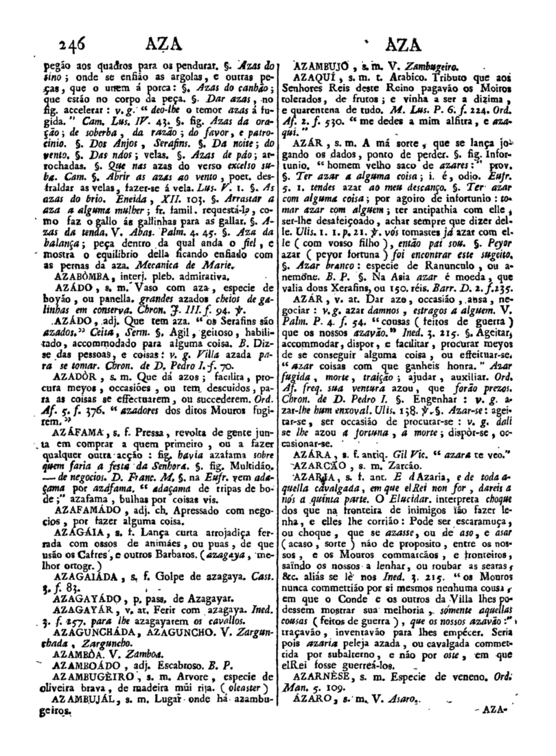 Página 246_Diccionario da lingua portugueza - recompilado dos vocabularios impressos ate agora, e nesta segunda edição novamente emendado e muito acrescentado, por ANTONIO DE MORAES SILVA