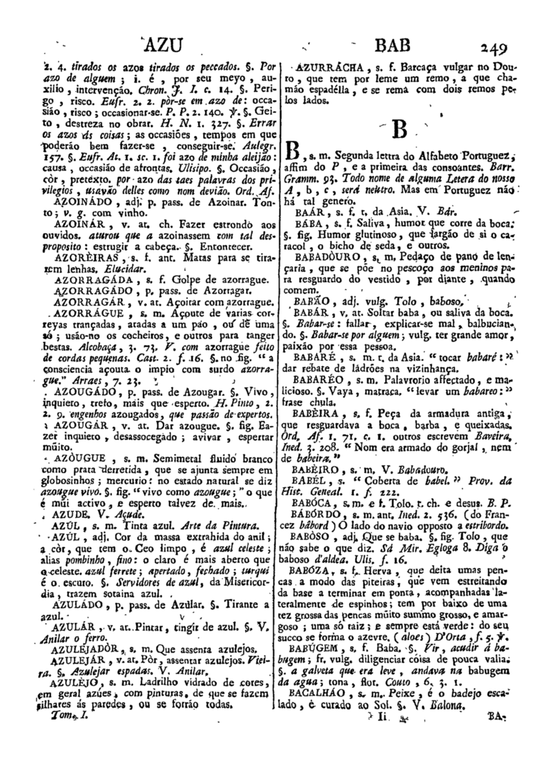 Página 249_Diccionario da lingua portugueza - recompilado dos vocabularios impressos ate agora, e nesta segunda edição novamente emendado e muito acrescentado, por ANTONIO DE MORAES SILVA