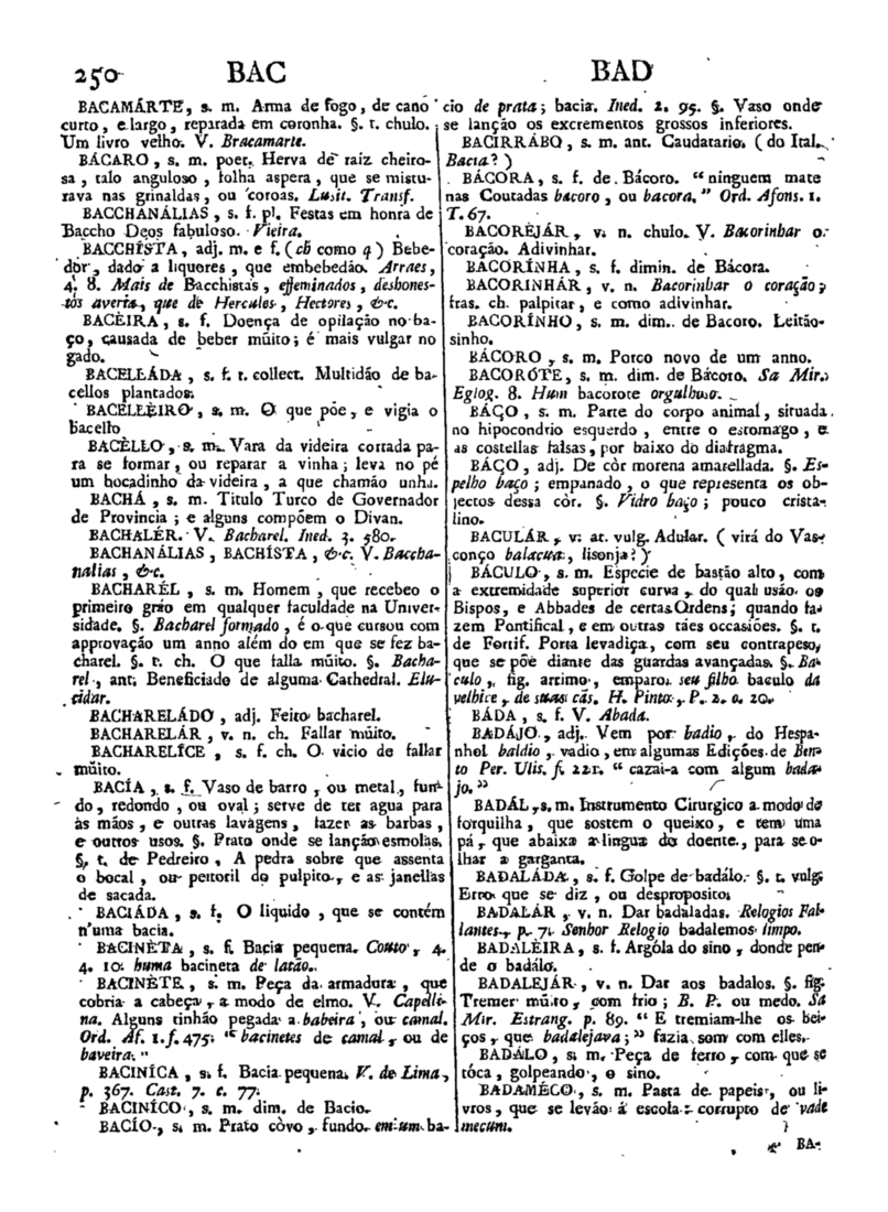 Página 250_Diccionario da lingua portugueza - recompilado dos vocabularios impressos ate agora, e nesta segunda edição novamente emendado e muito acrescentado, por ANTONIO DE MORAES SILVA