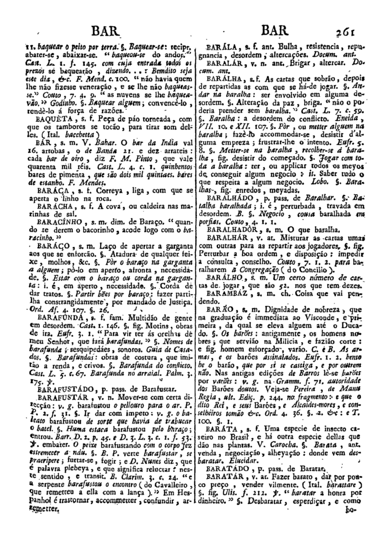 Página 261_Diccionario da lingua portugueza - recompilado dos vocabularios impressos ate agora, e nesta segunda edição novamente emendado e muito acrescentado, por ANTONIO DE MORAES SILVA