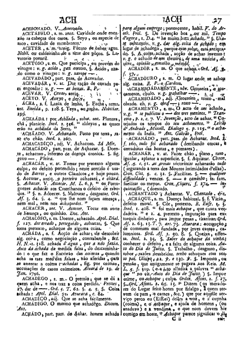 Página 27_Diccionario da lingua portugueza - recompilado dos vocabularios impressos ate agora, e nesta segunda edição novamente emendado e muito acrescentado, por ANTONIO DE MORAES SILVA