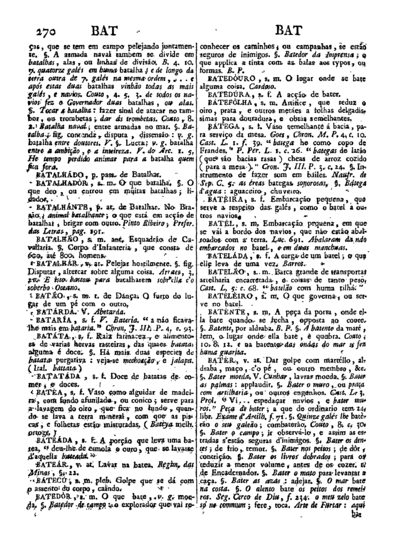 Página 270_Diccionario da lingua portugueza - recompilado dos vocabularios impressos ate agora, e nesta segunda edição novamente emendado e muito acrescentado, por ANTONIO DE MORAES SILVA