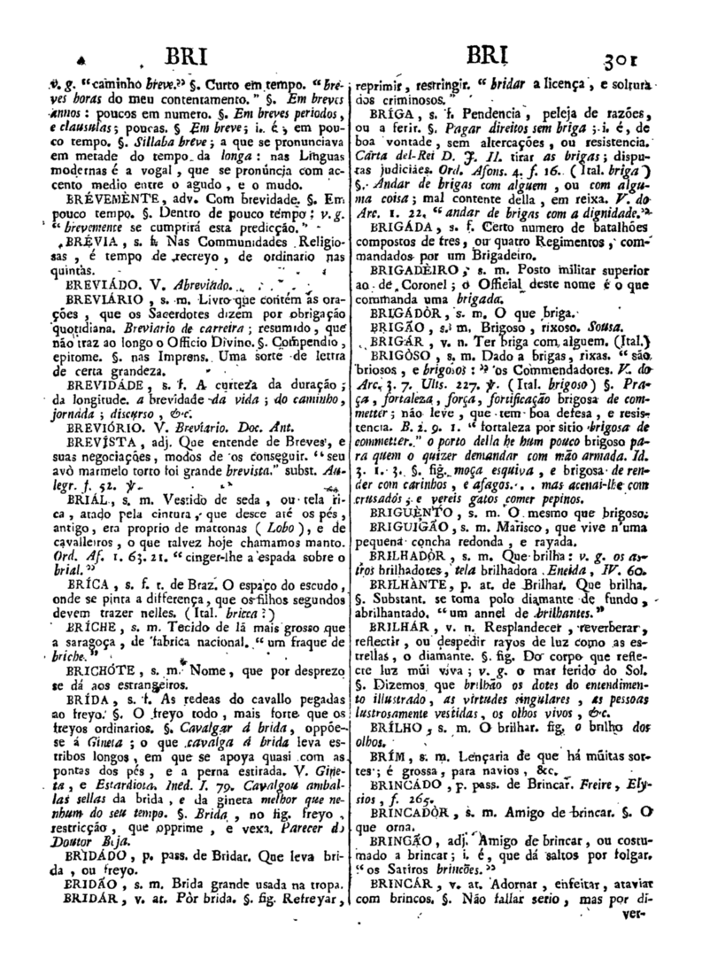 Página 301_Diccionario da lingua portugueza - recompilado dos vocabularios impressos ate agora, e nesta segunda edição novamente emendado e muito acrescentado, por ANTONIO DE MORAES SILVA