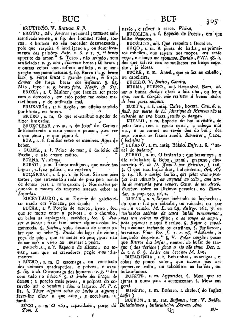 Página 305_Diccionario da lingua portugueza - recompilado dos vocabularios impressos ate agora, e nesta segunda edição novamente emendado e muito acrescentado, por ANTONIO DE MORAES SILVA