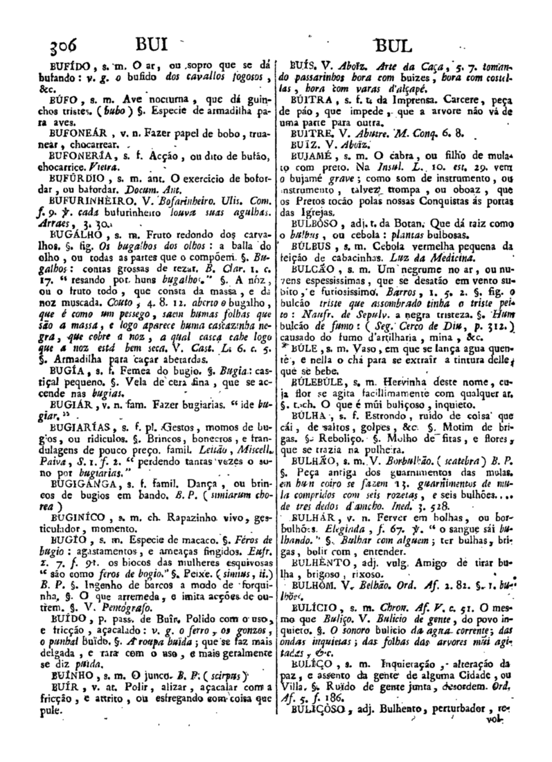 Página 306_Diccionario da lingua portugueza - recompilado dos vocabularios impressos ate agora, e nesta segunda edição novamente emendado e muito acrescentado, por ANTONIO DE MORAES SILVA