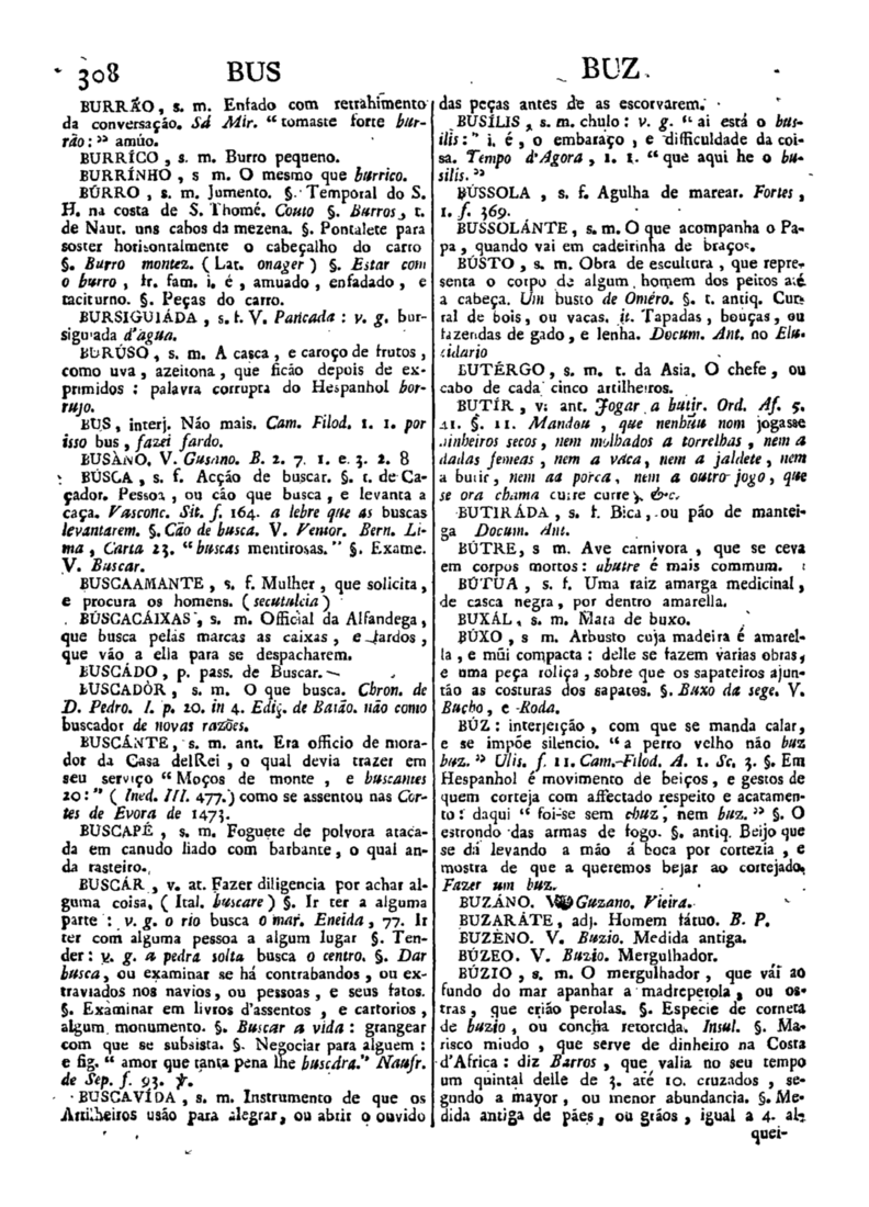 Página 308_Diccionario da lingua portugueza - recompilado dos vocabularios impressos ate agora, e nesta segunda edição novamente emendado e muito acrescentado, por ANTONIO DE MORAES SILVA