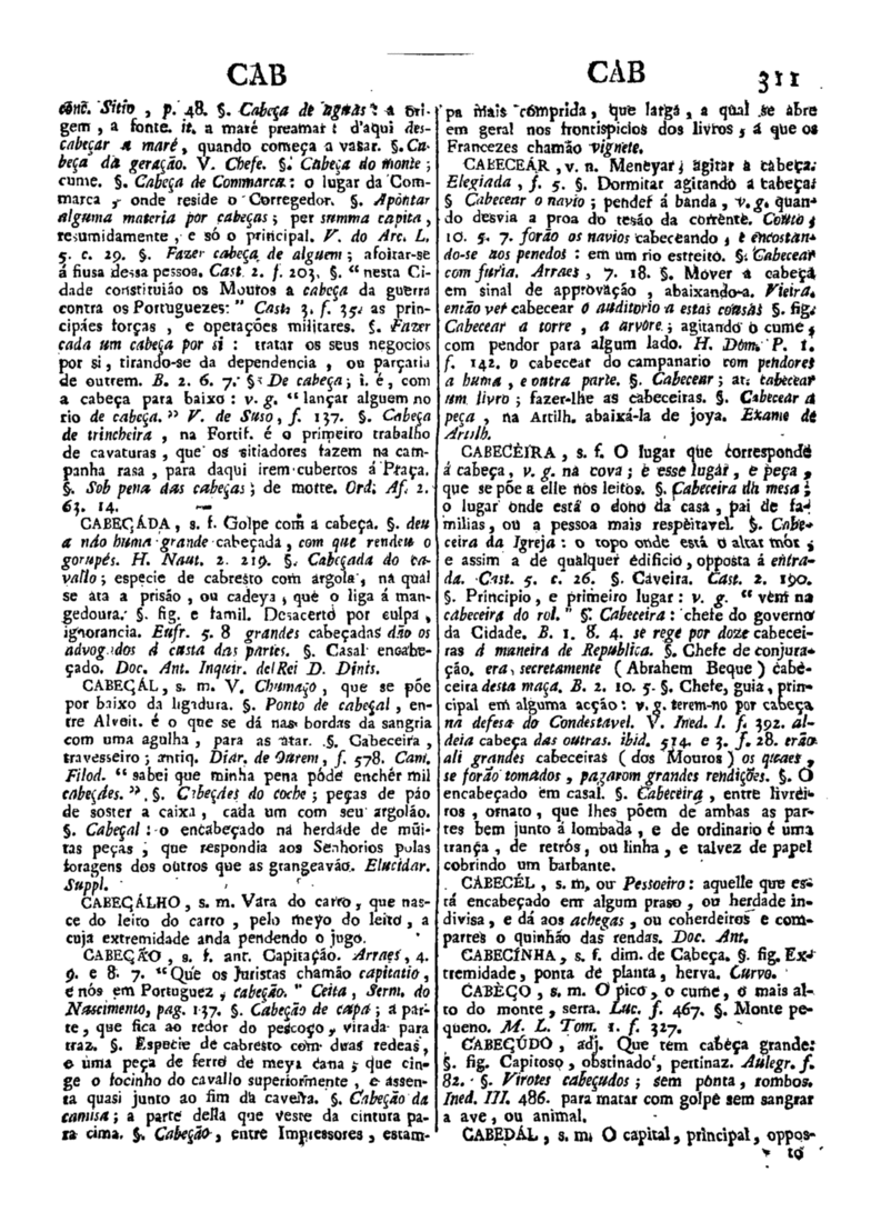 Página 311_Diccionario da lingua portugueza - recompilado dos vocabularios impressos ate agora, e nesta segunda edição novamente emendado e muito acrescentado, por ANTONIO DE MORAES SILVA