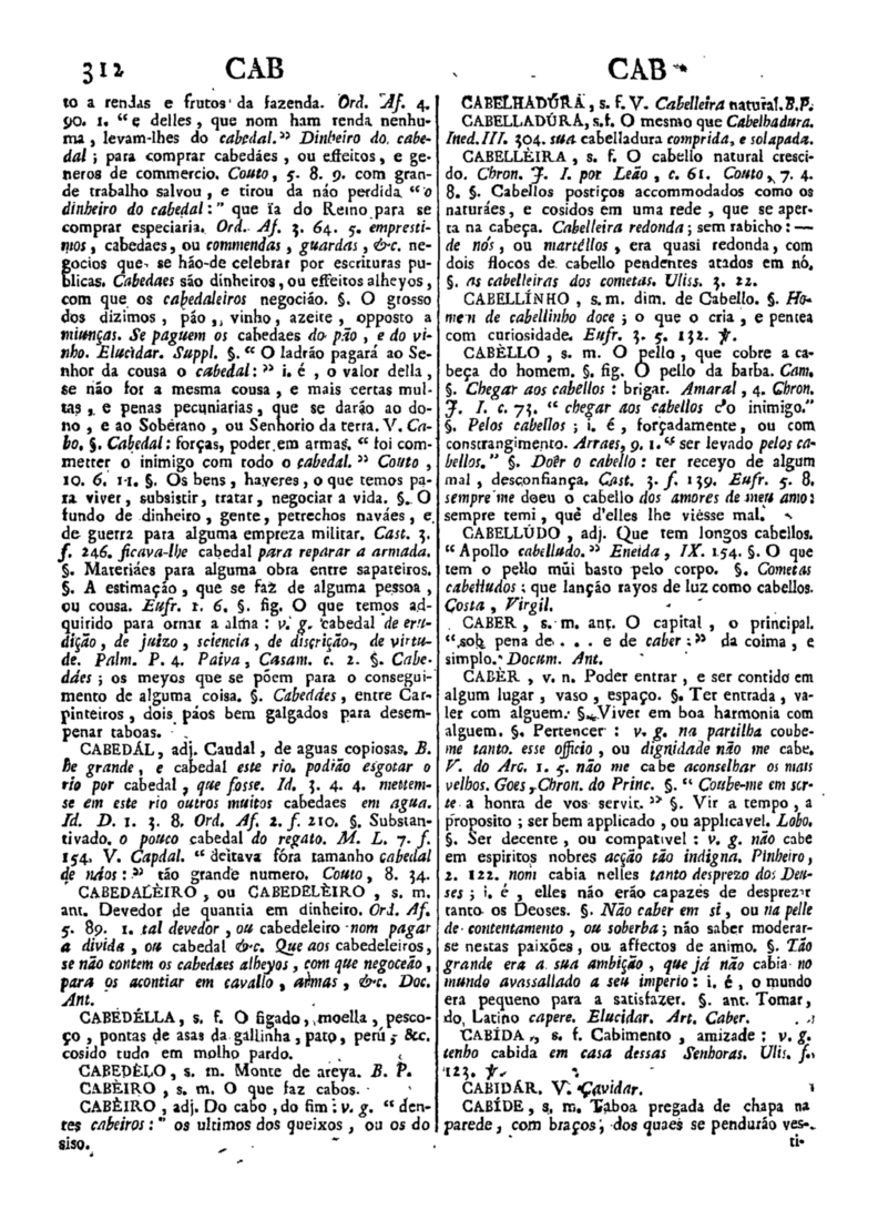 Página 312_Diccionario da lingua portugueza - recompilado dos vocabularios impressos ate agora, e nesta segunda edição novamente emendado e muito acrescentado, por ANTONIO DE MORAES SILVA