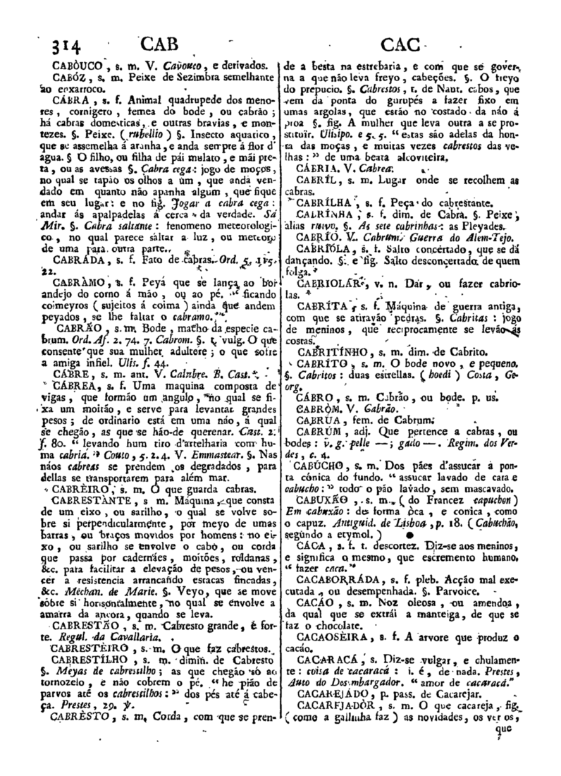 Página 314_Diccionario da lingua portugueza - recompilado dos vocabularios impressos ate agora, e nesta segunda edição novamente emendado e muito acrescentado, por ANTONIO DE MORAES SILVA