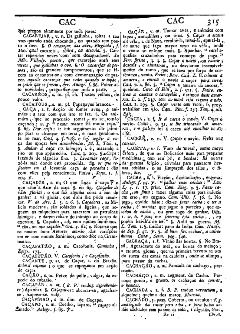 Página 315_Diccionario da lingua portugueza - recompilado dos vocabularios impressos ate agora, e nesta segunda edição novamente emendado e muito acrescentado, por ANTONIO DE MORAES SILVA