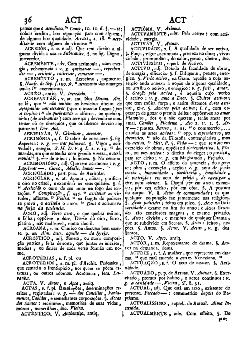 Página 36_Diccionario da lingua portugueza - recompilado dos vocabularios impressos ate agora, e nesta segunda edição novamente emendado e muito acrescentado, por ANTONIO DE MORAES SILVA