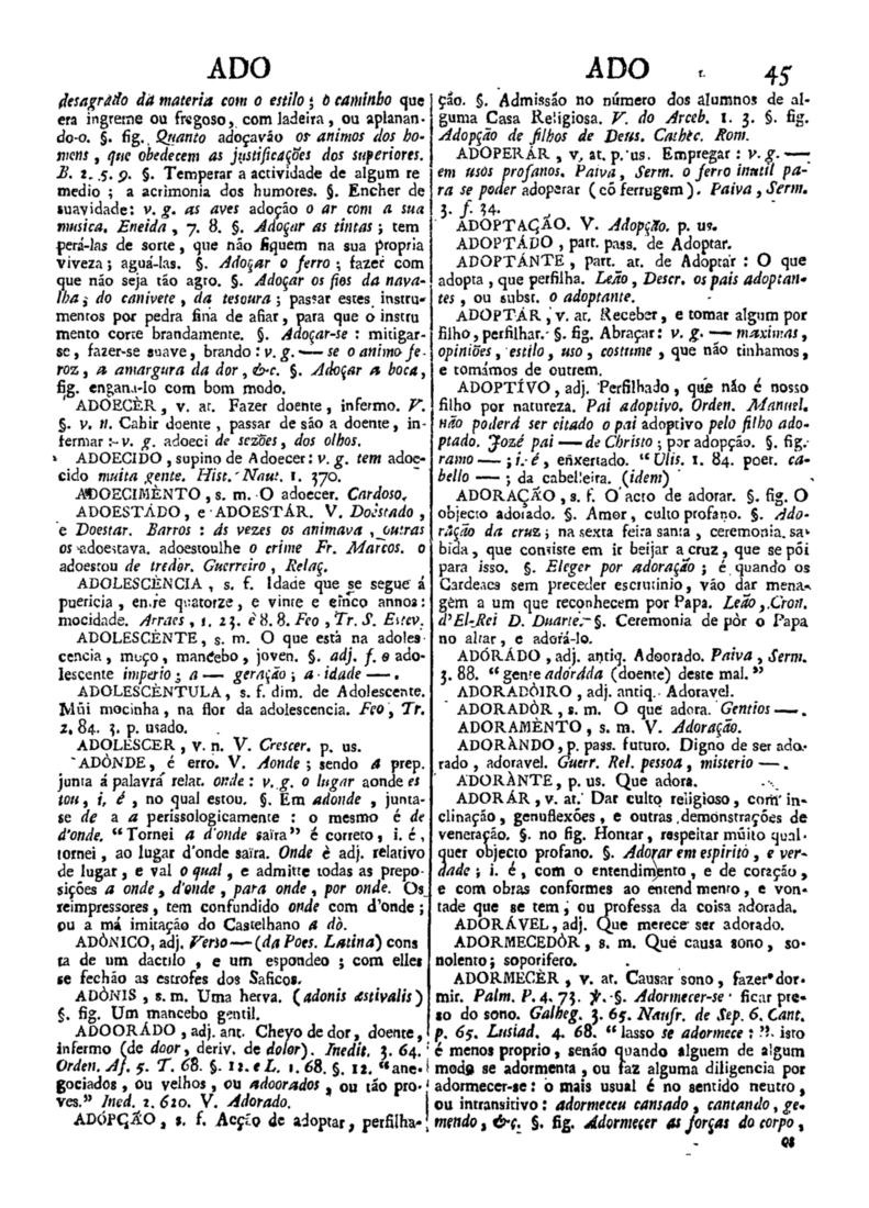 Página 45_Diccionario da lingua portugueza - recompilado dos vocabularios impressos ate agora, e nesta segunda edição novamente emendado e muito acrescentado, por ANTONIO DE MORAES SILVA