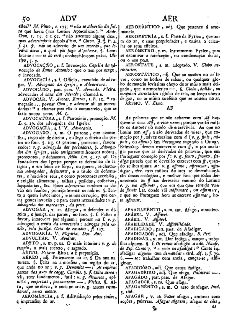 Página 50_Diccionario da lingua portugueza - recompilado dos vocabularios impressos ate agora, e nesta segunda edição novamente emendado e muito acrescentado, por ANTONIO DE MORAES SILVA