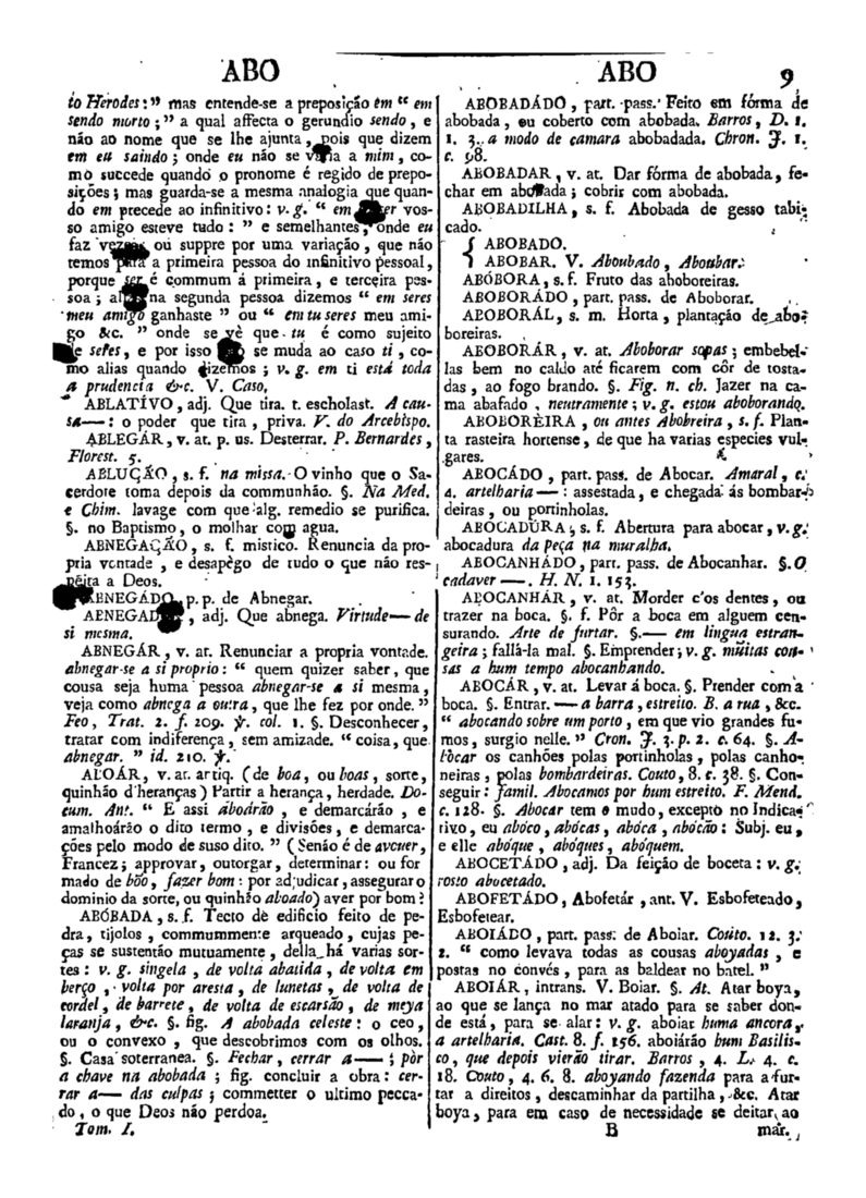 Página 9_Diccionario da lingua portugueza - recompilado dos vocabularios impressos ate agora, e nesta segunda edição novamente emendado e muito acrescentado, por ANTONIO DE MORAES SILVA